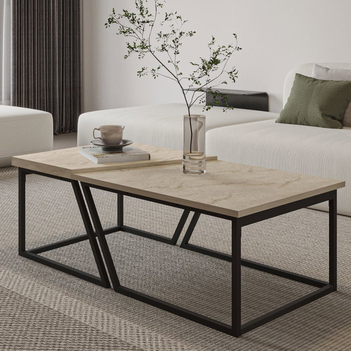 Hanah Home Juego de Mesas de Café Verona P0024623 - Travertino Hanah Home Juego de Mesas de Café Verona P0024623 - Travertino